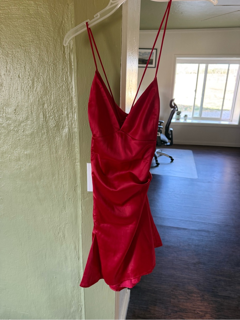 Princess Polly Red Satin Mini Slip Dress with Spaghetti Straps